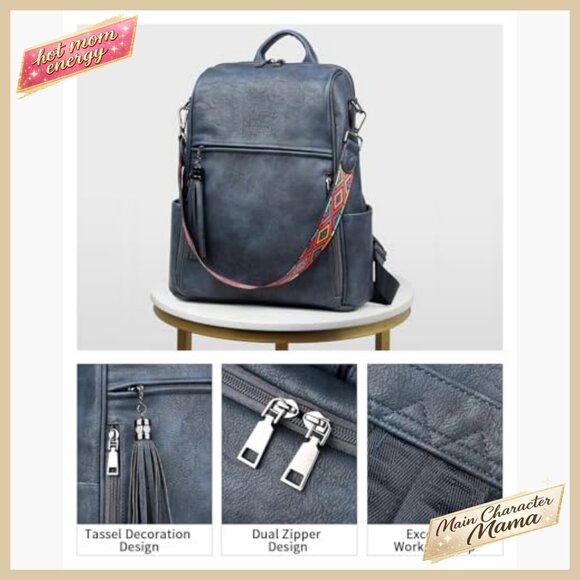 Faux Leather Backpack Purse Convertible Shoulder Bag Retro Chic Travel Daypack main image 4